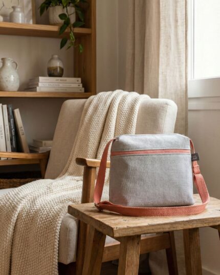 Bossa de mà artesana feta a mà in Barcelona, with an original and timeless design that combines functionality and style. Made in a small workshop with quality fabrics and great care for details, is a unique piece designed for women who value craftsmanship and sustainable fashion. This bag is ideal for everyday use or to give a special touch to your looks. The interior is lined and has pockets to keep everything organized. It is made in limited edition, following local and responsible production criteria. A practical complement, elegant and with its own personality, created in Barcelona to offer you a different alternative to conventional fashion. bossa de mà artesana, bossa feta Barcelona, bossa original per dona, sustainable fashion Barcelona, local craft product.